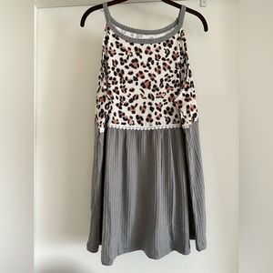Super Cute Waffle Knit and Leopard Print Top